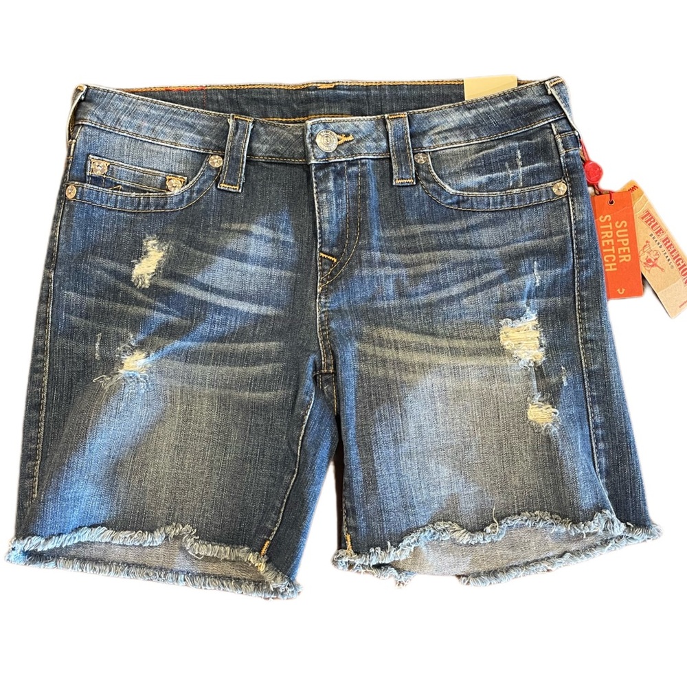 True religion mid cut off shorts